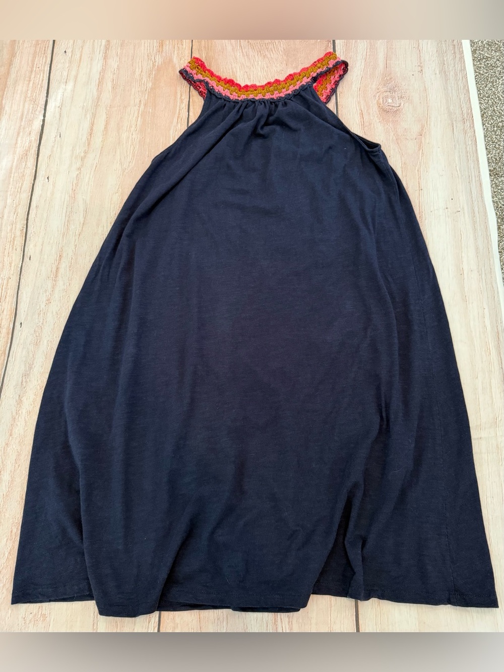 Boden Women Crochet Detail Trapeze Dress Navy Blue Size 4 EUC - Picture 3 of 8
